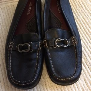 Aerosoles Black Leather Slip On Shoes